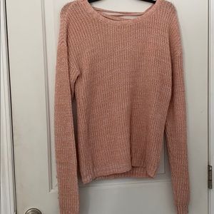 pink back detail knit sweater